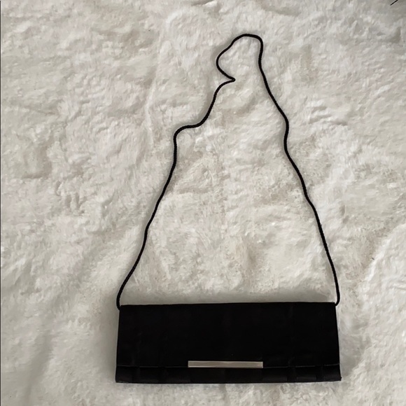 Black satin  Clutch evening or shoulder bag - Picture 1 of 9